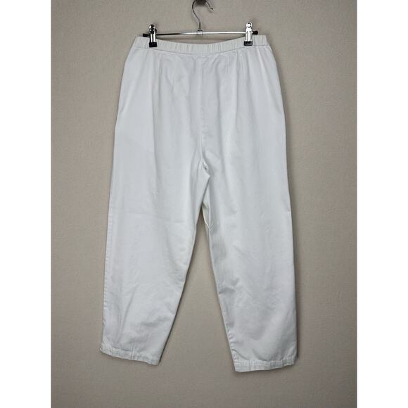 Talbots Women’s White Pants Loose Fit Elastic Waist 100% Cotton Sz 6 - Picture 15 of 16